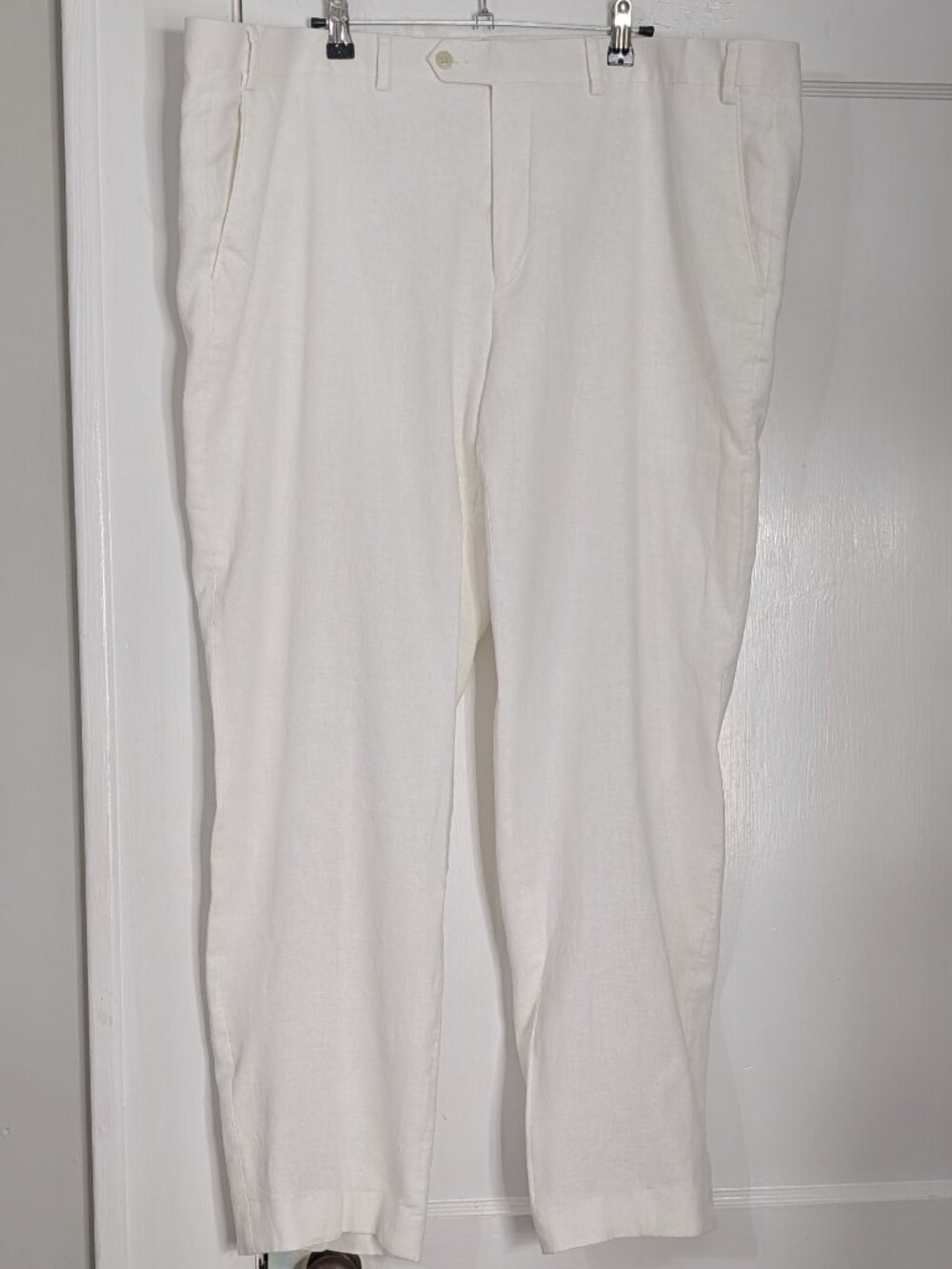 Sean John Linen Rayon Blend Chino Pants Men's 42x32 White Coastal Lightweight